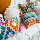 GobekUsa Embroidered Flower Boho Long Cushion Covers for Bedroom and Sofa
