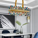 GobekUsa Colorful Crystal Chandelier LED Dining Room Lighting