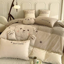 GobekUsa Cartoon Bear Applique 100% Cotton Child Bedding Set - Single Quilt Cover