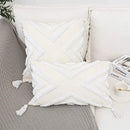 GobekUsa Bohemian Chenille Pillowcase Geometric Pattern Tufted Tassel Sofa Cushions