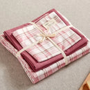 GobekUsa Japanese Grid Print Bed Set in Washed Cotton for Summer Comfort
