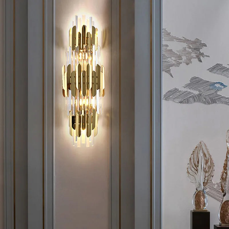 GobekUsa Gold Crystal LED Wall Lamp for Elegant Home Lighting, photo 2 of 10