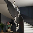 GobekUsa Crystal Chandelier Stair Pendant Lamp Living Room Interior Lighting
