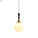 GobekUsa Glabe LED Pendant Lamp Walnut Wood Copper Modern Hanging Light Fixture