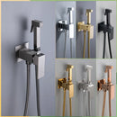 GobekUsa Bidet Faucet Shower Mixer: Cold Hot Water Tap, Brass, Square Sprayer Head