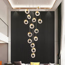 GobekUsa Circular Crystal Led Chandelier Luxury Modern Villa Staircase Living Room Decor Fixtur