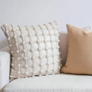 GobekUsa Cream White Plaid 3D Bubble Cushion Cover - Light Luxury Decorative Sofa Pillow Cover