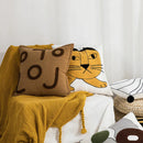GobekUsa Cartoon Tiger Embroidered Cotton Pillow Cover for Bedroom