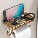 GobekUsa Antique Black Toilet Paper Holder with Phone Shelf