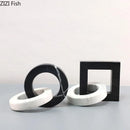GobekUsa Geometric Knot Sculpture Desk Decor - Abstract Square Ring Statue