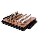 GobekUsa Handmade Wooden Chess Set with Zinc Alloy King & Queen - Plaid Design