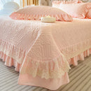 GobekUsa Lace Ruffles Quilted Bedspread Set with Pillowcases