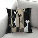 GobekUsa Cat Print Black Short Plush Pillowcase for Modern Living Room Décor