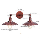 GobekUsa Industrial Retro LED Wall Lamp with Two Heads and Pull Chain Switch