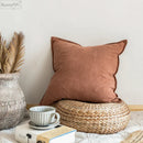 GobekUsa Linen Pillow Cover 45x45cm Plain Fringed for Home Sofa Bed Decoration