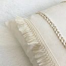 GobekUsa Boho Style Beige Linen Cushion Cover with Tassels for Home Decor