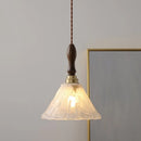 GobekUsa LED Pendant Light: Japan Style White Glass, Copper Socket, Walnut Wood Lamp