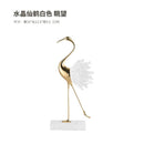 GobekUsa Crane Golden Bird Agate Marble Crystal Home Decor Craft Statue