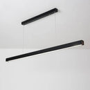 GobekUsa LED Linear Pendant Light - White Black Wood Finish - Long Hanging Office Fixture
