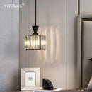 GobekUsa Gold Mini Crystal Pendant Chandelier for Bedroom, Kitchen Island, Hallway - Small Black E27 Lamp