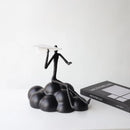 "GobekUsa Resin Paper Airplane Cloud Figure for Home Decor - Black Cartoon Abstract Figurine"