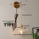 GobekUsa Clear Glass LED Wall Light with Pull Chain Switch for Modern Decor