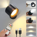 GobekUsa Double Head LED Wall Lamp Touch Control Remote, 360° Rotation, USB Rechargeable