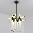 GobekUsa Glass Tube Chandelier: Modern LED Pendant Lamp for Living Room, Bedroom, Cafe, and Dining Room.