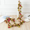 GobekUsa 250cm Rose Flowers Vine Garland Autumn Cane Backdrop Decor