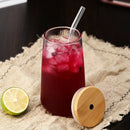 GobekUsa Glass Cup Set with Lid and Straw for Tea Coffee Juice Beer Milk Mocha