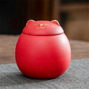 GobekUsa Lucky Cat Tea Storage Jar: Cute Ceramic Can for Household Tea and Candy Storage