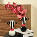GobekUsa Geometric Stripes Ceramic Vase Black & White Home Decor