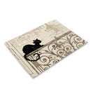 GobekUsa Black Cat Linen Placemat Set for Dining Table & Kitchen Decor