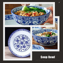 GobekUsa Blue and White Ceramic Soup Bowl - Perfect for Noodles and Soups