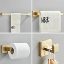 GobekUsa Brushed Gold Stainless Steel Bathroom Accessories Set: Toilet Wall Towel Bar, Paper Holder, Hook