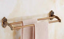 GobekUsa Bronze Carved Bath Accessories Set: Shelf, Towel Rack, Paper Holder, Toilet Brush Holder