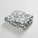 GobekUsa Knitted Checkboard Smile Face Design Fluffy Blanket - Spring Violet Pink Gray Blanket
