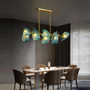 GobekUsa Blue Glass Luxury Brass Ceiling Pendant Light - Creative Flower Design