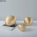 GobekUsa Golden Wave Ball Desk Ornament, Abstract Art Sculpture for Room Aesthetics