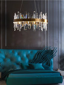 GobekUsa K9 Crystal LED Round Chandelier for Kitchen Living Room Bedroom Decor