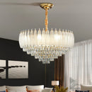 GobekUsa Crystal Feather Chandelier: Luxury French Retro LED Lamp for Living and Dining Room