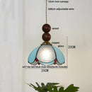 GobekUsa Blue Glass LED Pendant Light: Modern Nordic Tiffany Hanging Lamp for Bedroom & Dining Room