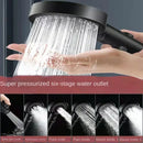 GobekUsa Black Round High Pressure Shower Head with 6 Modes & Water Stop Knobs