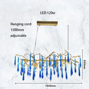 GobekUsa Art Deco Blue Queen Crystal Chandelier for Living Room