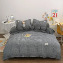 GobekUsa Japanese Grid Print Bedding Set for All Seasons, Queen/King Size Quilt Cover