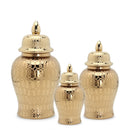 GobekUsa Golden Pattern Porcelain Ginger Jar Vase with Lid for Home Decor