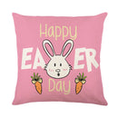 GobekUsa Easter Bunny Rabbit Linen Cushion Cover 45x45cm - Flower Print Festival Pillowcase