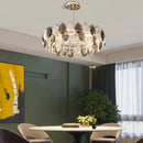 GobekUsa Gold Silver Crystal LED Dimmable Pendant Light for Living Room