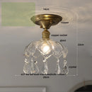 GobekUsa Glass Grid LED Ceiling Lamp: Luxury Crystal Nordic Copper Ceiling Lights
