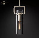 GobekUsa LED Glass Cylinder Pendant Lights - Modern Kitchen Island Chandeliers